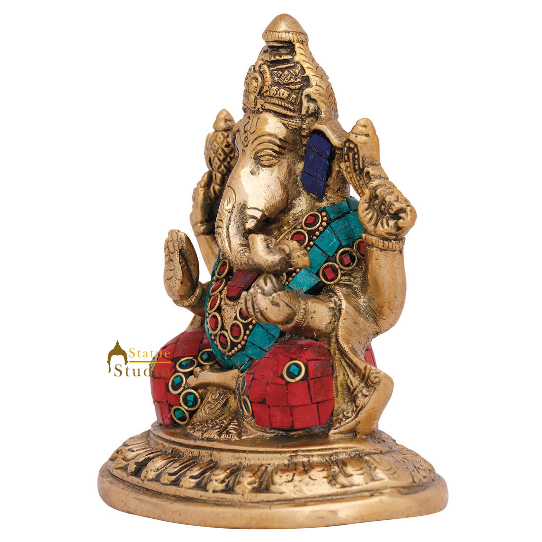Indian Hindu Elephant God Ganesh Idol Ganpati Murti Lucky Gift Décor Statue 6" - Image 3