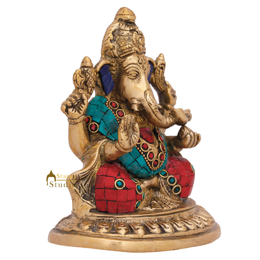 Indian Hindu Elephant God Ganesh Idol Ganpati Murti Lucky Gift Décor Statue 6" - Image 4