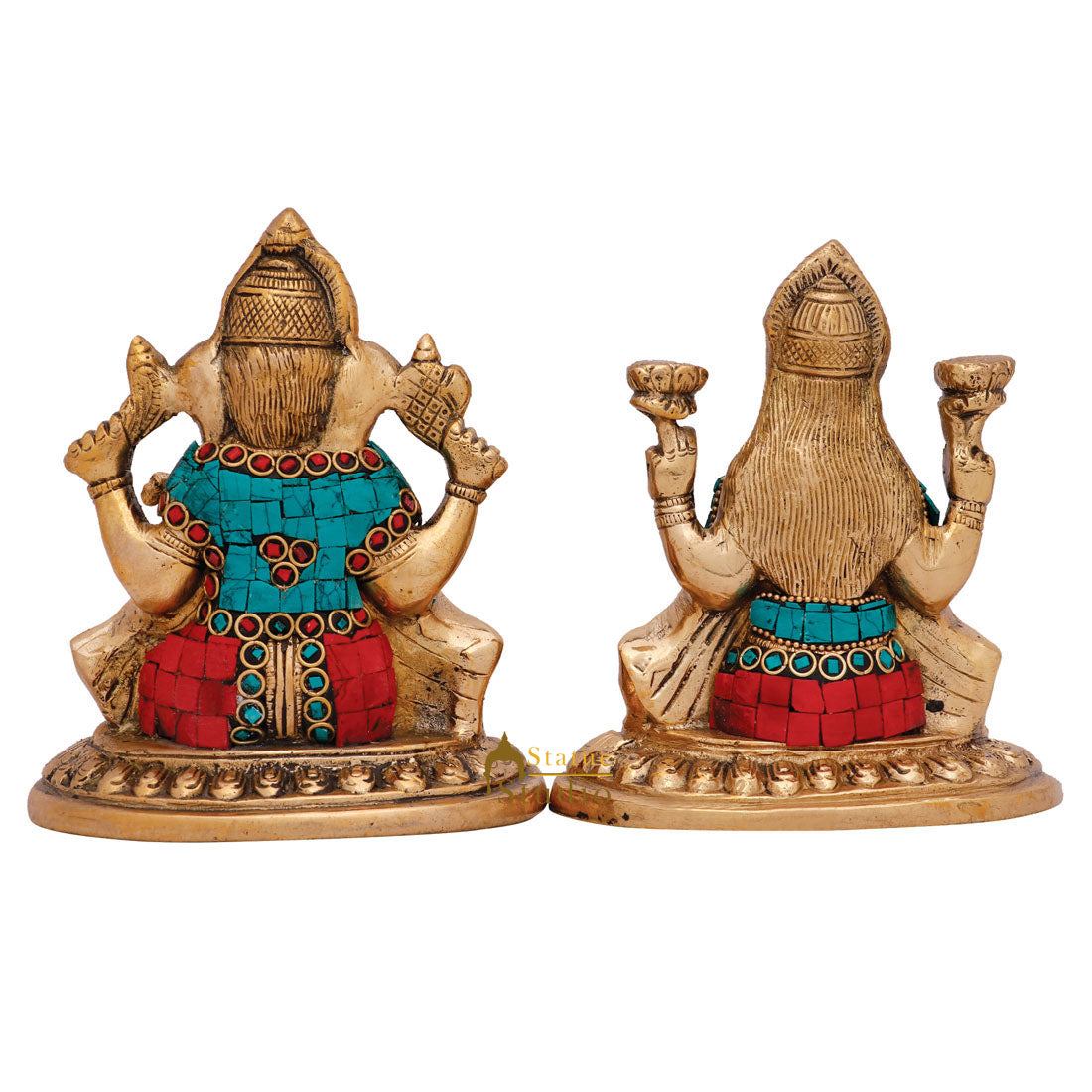 Indian Deity Ganesh lakshmi Pair Statue Diwali Wedding Décor Gift Idol Murti 6" - Image 4