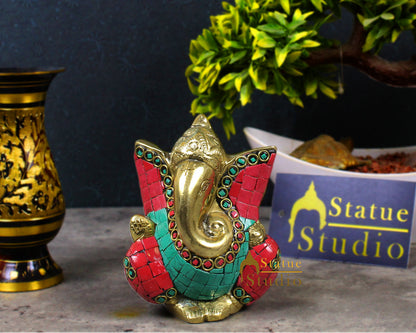 Perfect Wedding Diwali Corporate Mini Brass Ganesha Ganpati Idol Gift Statue 4" by vendor-unknown - Hindu Gods