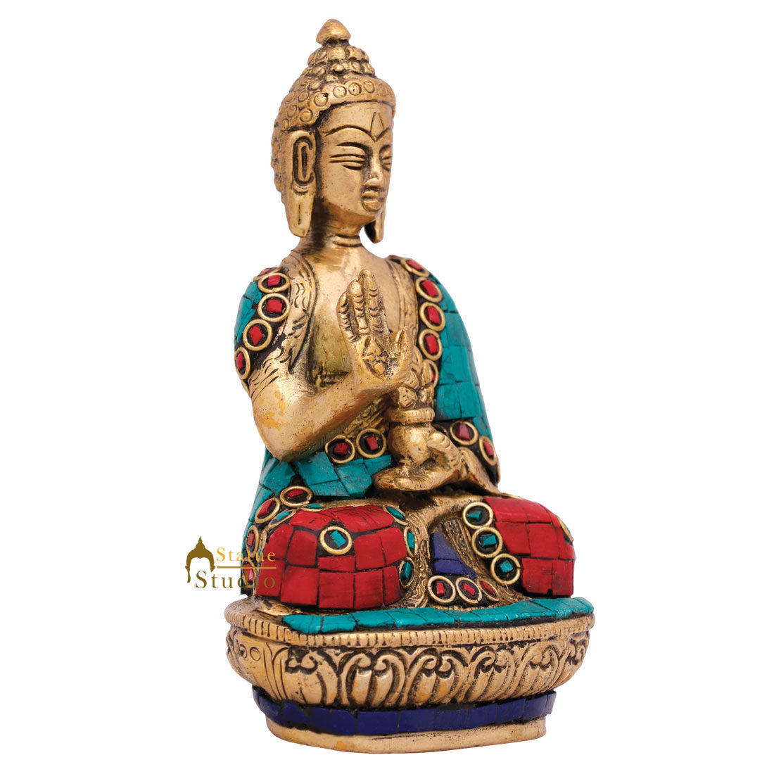 Mini Brass Blessing Bodhisattva Buddha Decor Idol Corporate Gift Small Statue 4" - Image 5