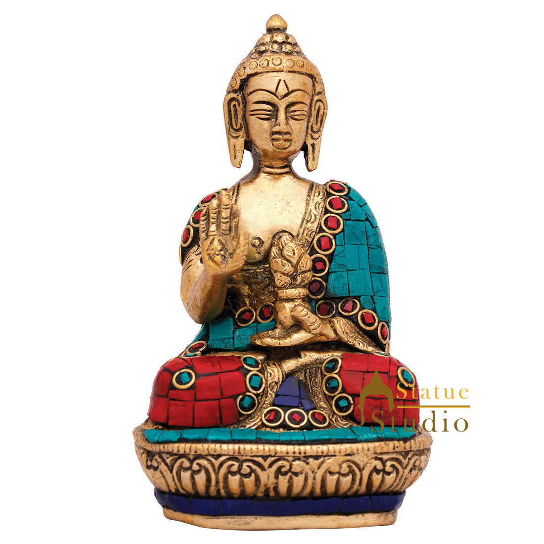 Mini Brass Blessing Bodhisattva Buddha Decor Idol Corporate Gift Small Statue 4" - Image 3