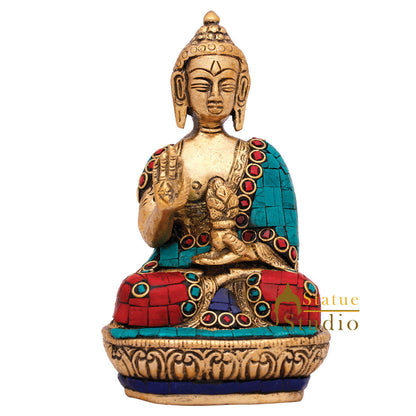 Mini Brass Blessing Bodhisattva Buddha Decor Idol Corporate Gift Small Statue 4" by vendor-unknown - Buddha (View 3)