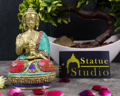 Mini Brass Blessing Bodhisattva Buddha Decor Idol Corporate Gift Small Statue 4" by vendor-unknown - Buddha (View 2)