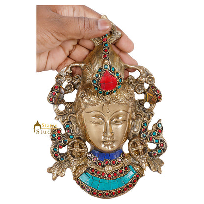 Small Nepal Goddess Tara Wall Décor Hanging Mask Inlay Mini Statue 7" by vendor-unknown - Buddha (View 4)