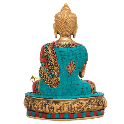 Indian Inlay Fine Tibet Buddhist Deity Lord Buddha Statue Décor Gift Idol 9" by vendor-unknown - Buddha (View 5)