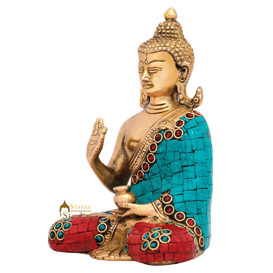 Brass Nepal Chinese Bodhisattva Mini Small Buddha Statue Décor Gift Idol 6" - Image 3