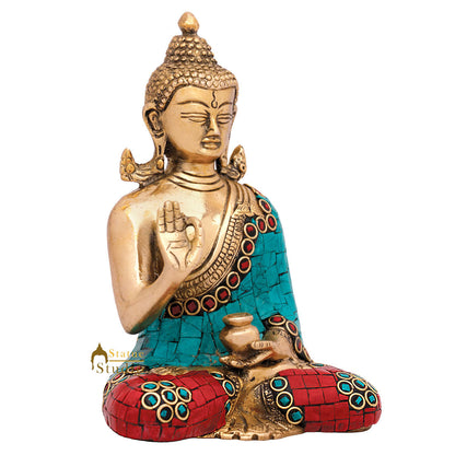 Brass Nepal Chinese Bodhisattva Mini Small Buddha Statue Décor Gift Idol 6" by vendor-unknown - Buddha (View 4)