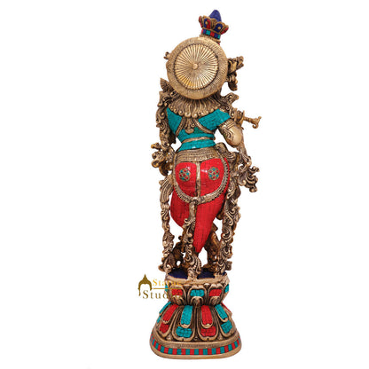 Finest Inlay Masterpiece Indian God Krishna Statue Décor Gift Idol Showpiece 29" by vendor-unknown - Hindu Gods (View 5)