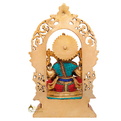 Indian Brass Inlay Hindu God Ganpati Idol Large Ganesha Home Décor Statue 16" by vendor-unknown - Hindu Gods (View 5)