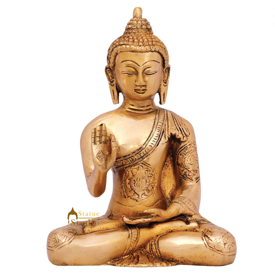 Indian Brass Blessing Nepal Buddhism Buddha Idol Décor Statue Small Gift Item 7"