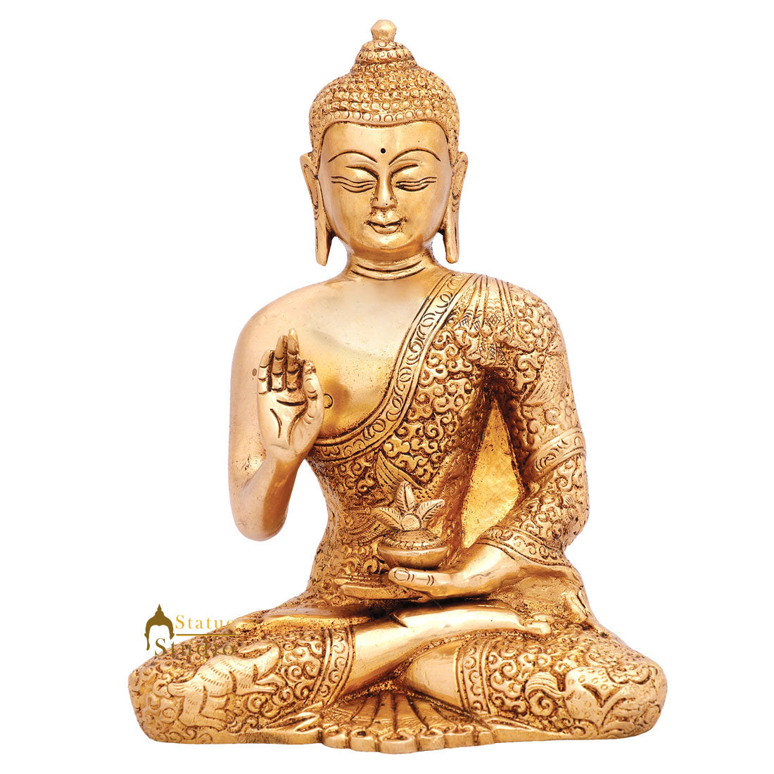 Indian Buddhist Sakyamuni Carved Buddha Idol Décor Statue Small Gift Item 7" - Image 2