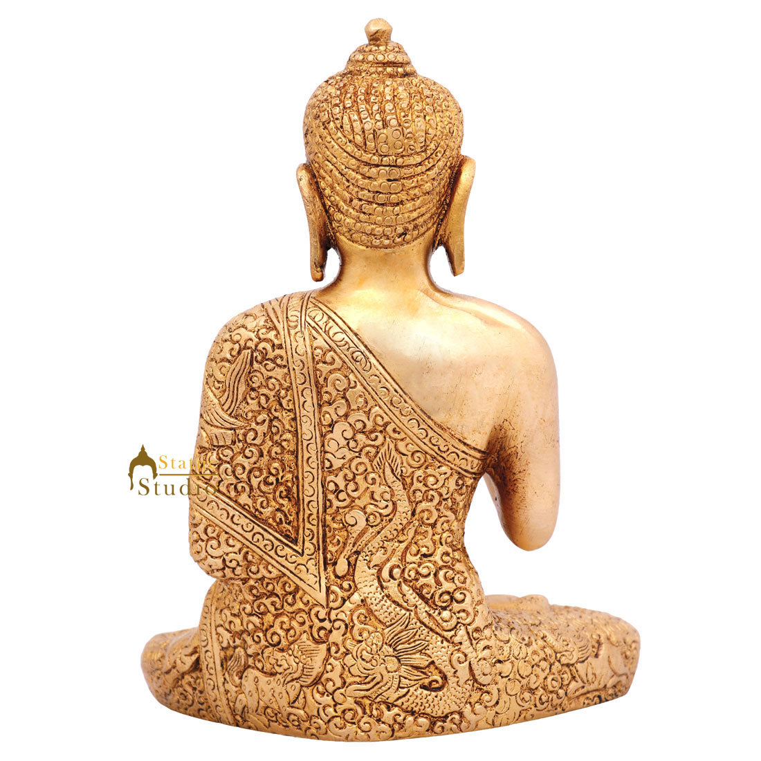Indian Buddhist Sakyamuni Carved Buddha Idol Décor Statue Small Gift Item 7" - Image 4