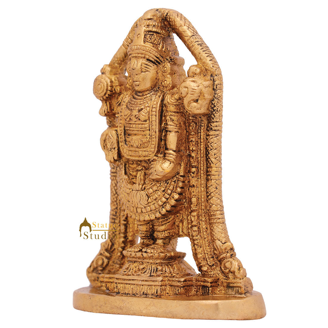 Brass Small Tirupati Balaji Idol For Temple Pooja Decor 4 Inch