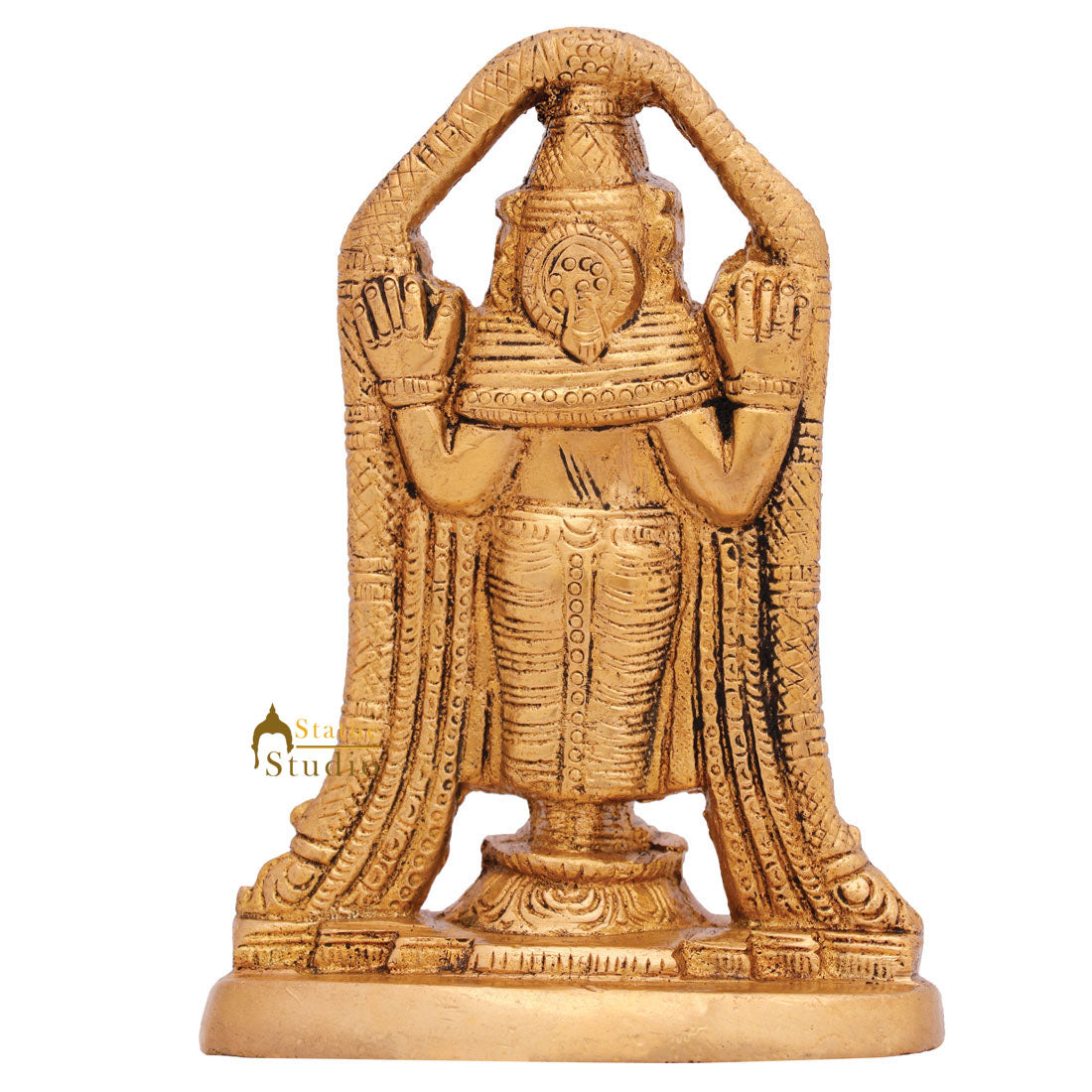 Brass Small Tirupati Balaji Idol For Temple Pooja Decor 4 Inch