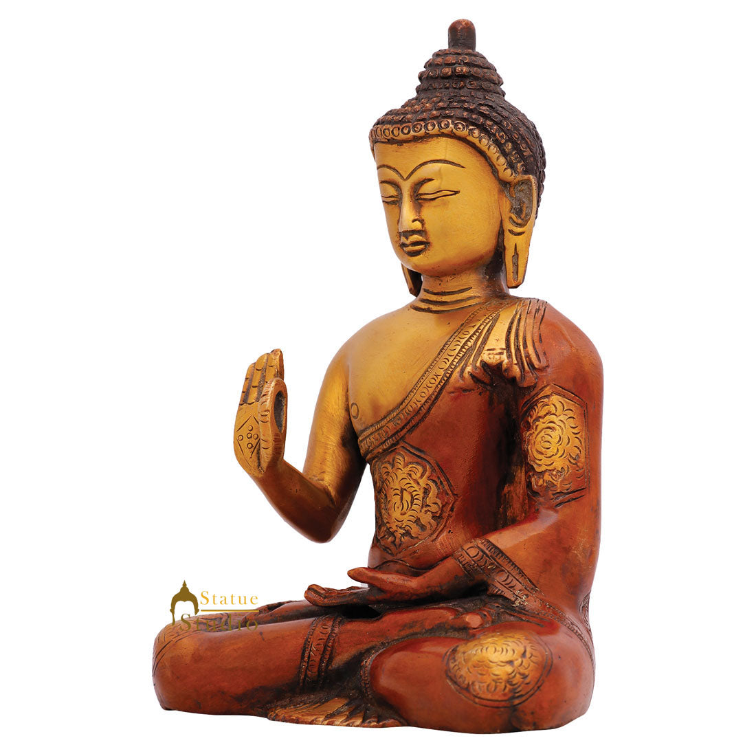 Indian Brass Mini Buddhist Religious Buddha Idol Décor Statue Small Gift Item 7" - Image 4