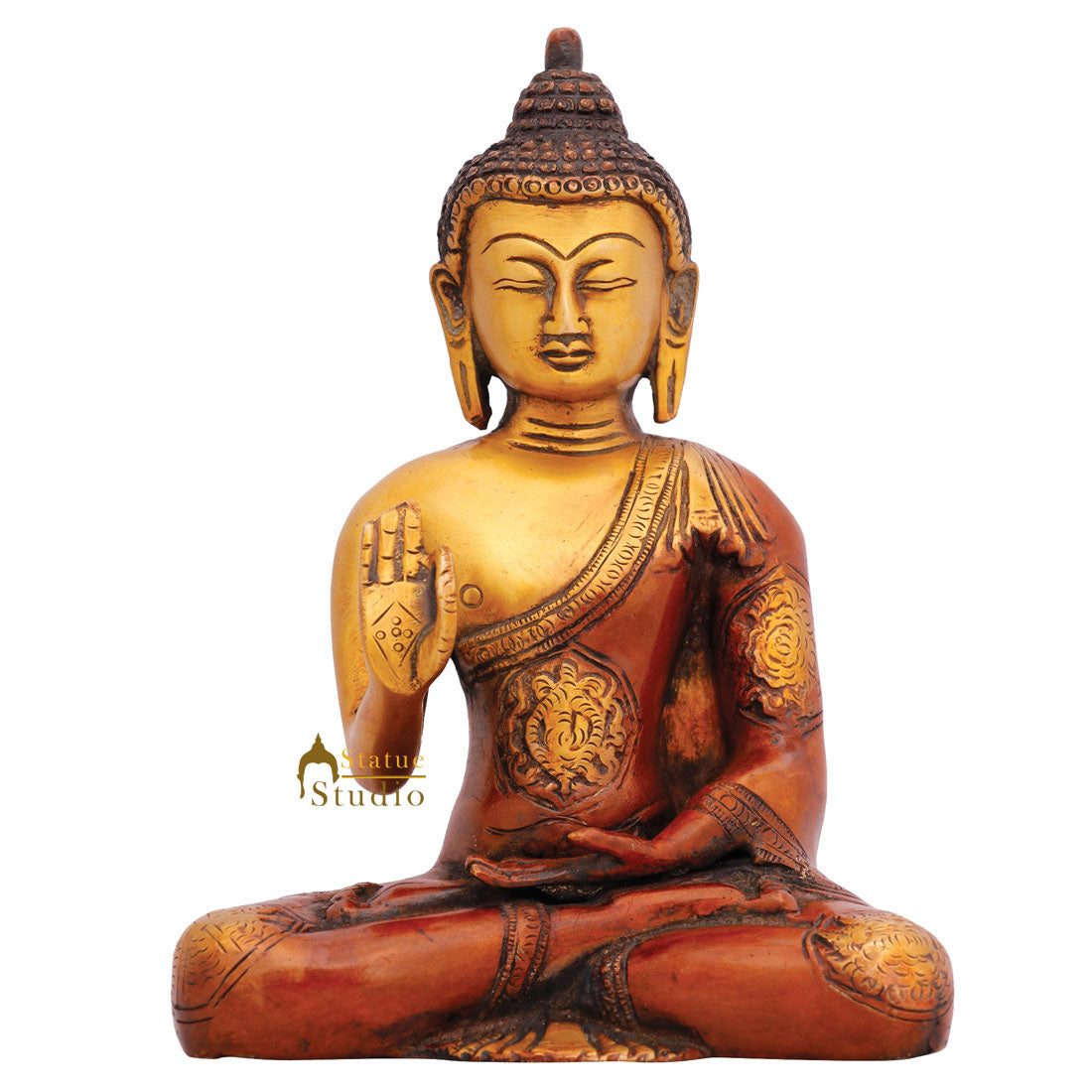 Indian Brass Mini Buddhist Religious Buddha Idol Décor Statue Small Gift Item 7" - Image 3