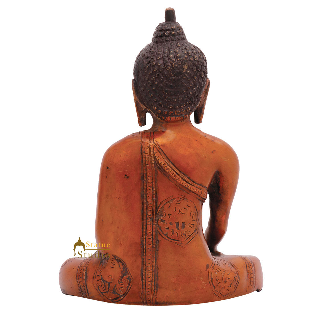Indian Brass Mini Earth Touching Buddha Idol Décor Statue Small Gift Item 7" - Image 4