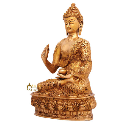 Metal Hand Crafted Life Story Carved Buddha Statue Fine Décor Gift Showpiece 12" by vendor-unknown - Buddha (View 3)