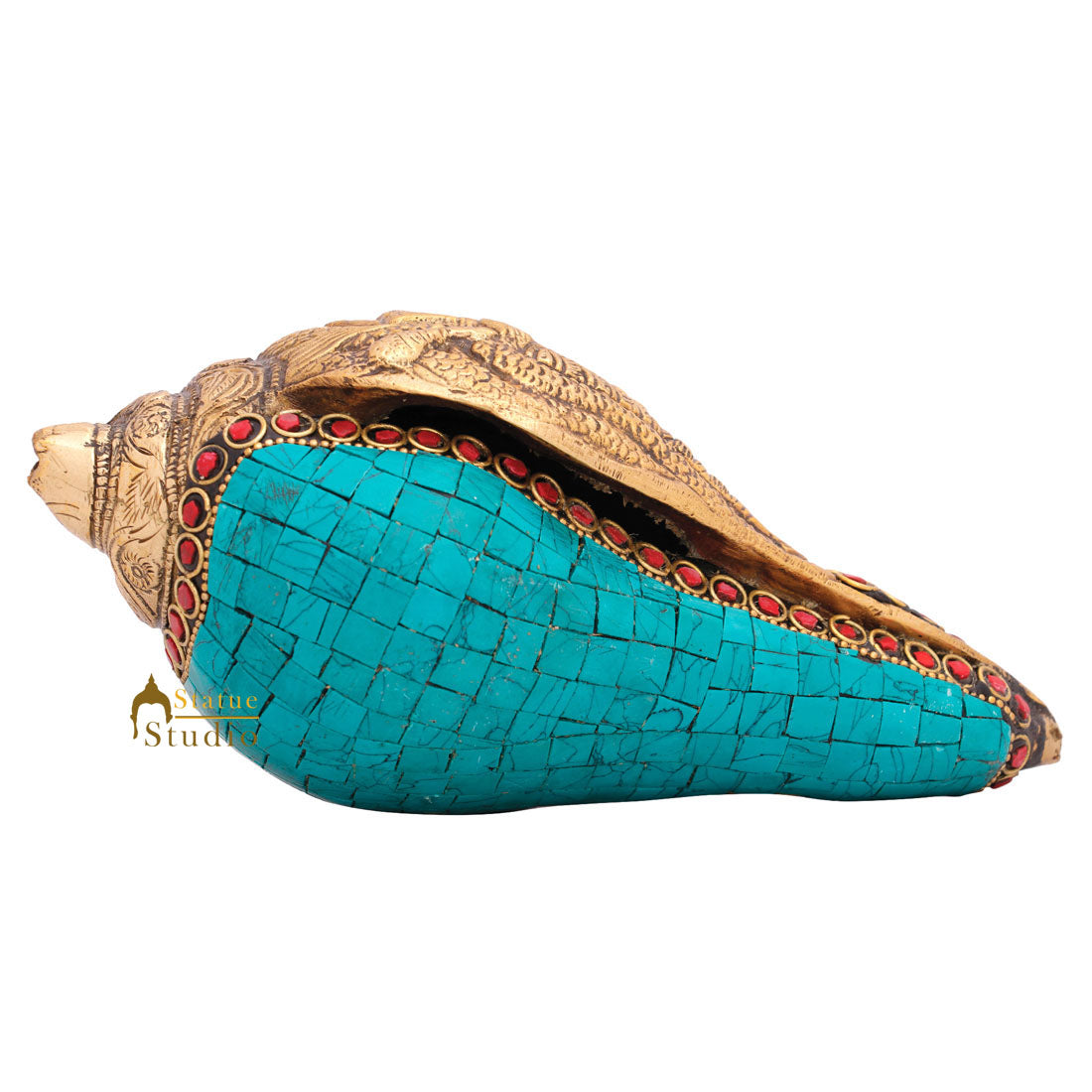 Indian Handicraft Lord Vishnu Shankh Coonch Religious Tempe Pooja Décor 3" - Image 4