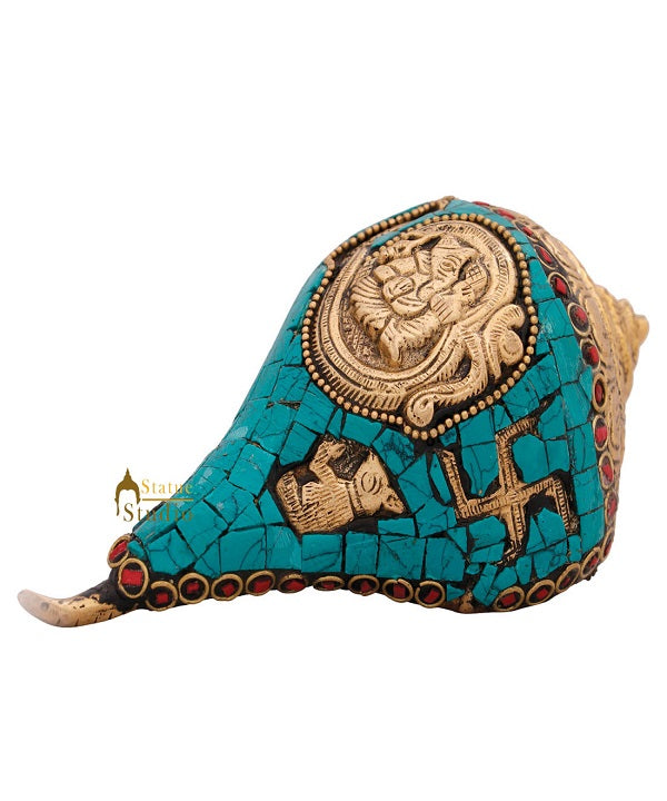 Indian Handicraft Lord Ganesha Shankh Coonch Religious Tempe Pooja Décor 3" - Eco-friendly - Sama Homes