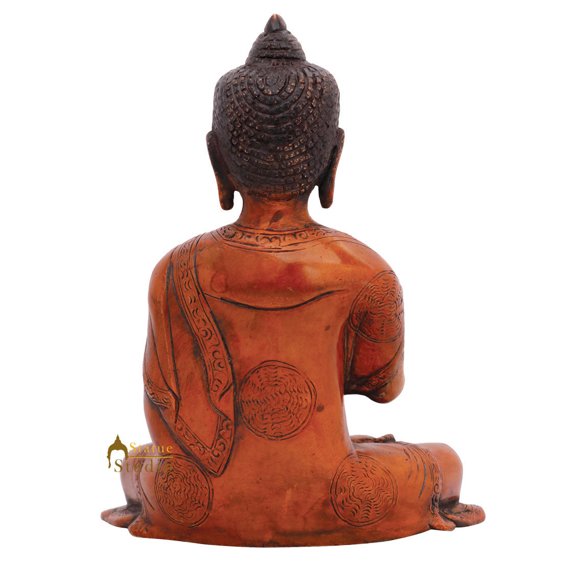 Brass Small Handmade Blessing Buddha Idol Figurine 8 Inch - Image 4