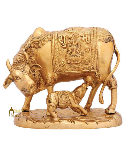Indian Shubh Sacred Hindu Holy Cow Calf Pair Idol Temple Puja Statue Figure 5" by vendor-unknown - Spiritual (View 2)