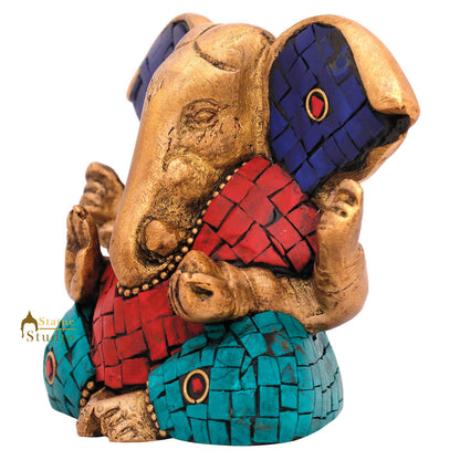 Hindu Deity God Ganpati Idol with Big Ears Small Ganesha Décor Gift Statue 3" by vendor-unknown - Hindu Gods (View 4)