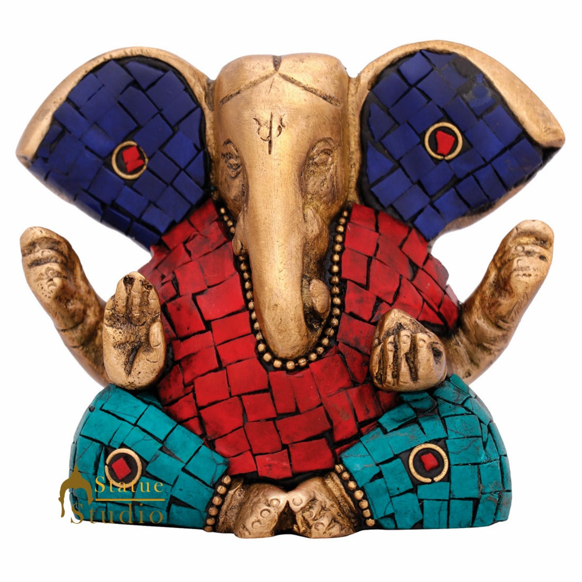 Hindu Deity God Ganpati Idol with Big Ears Small Ganesha Décor Gift Statue 3" - Image 3