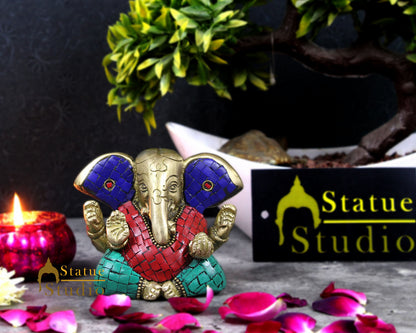 Hindu Deity God Ganpati Idol with Big Ears Small Ganesha Décor Gift Statue 3" by vendor-unknown - Hindu Gods (View 2)
