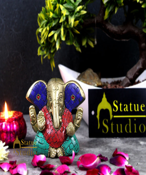 Hindu Deity God Ganpati Idol with Big Ears Small Ganesha Décor Gift Statue 3" - Eco-friendly - Sama Homes