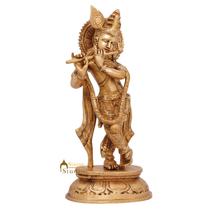 Indian Hindu Deity Lord Krishna Standing With Flute Décor Statue Idol Figure 11" by vendor-unknown - Hindu Gods (View 4)