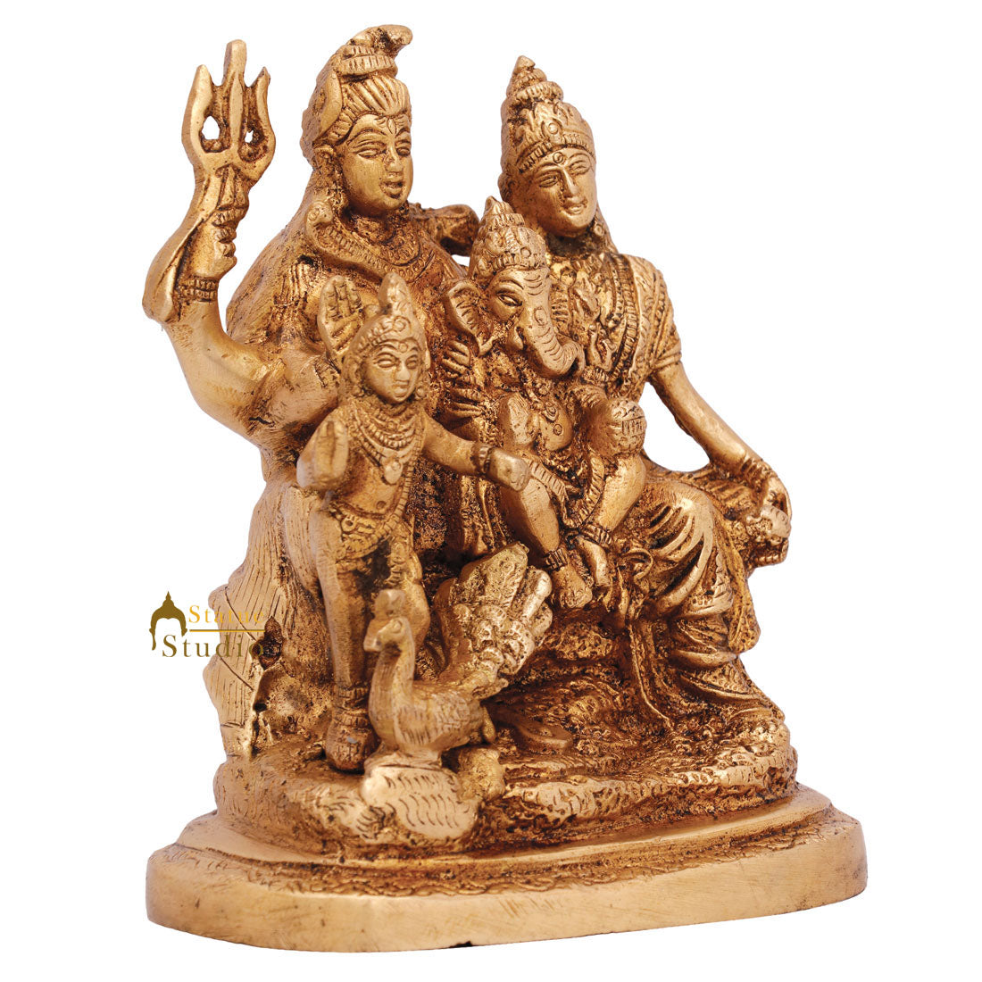 Brass Lord Shiva Parivar Statue For Home Temple Decor 5 Inch - Image 3