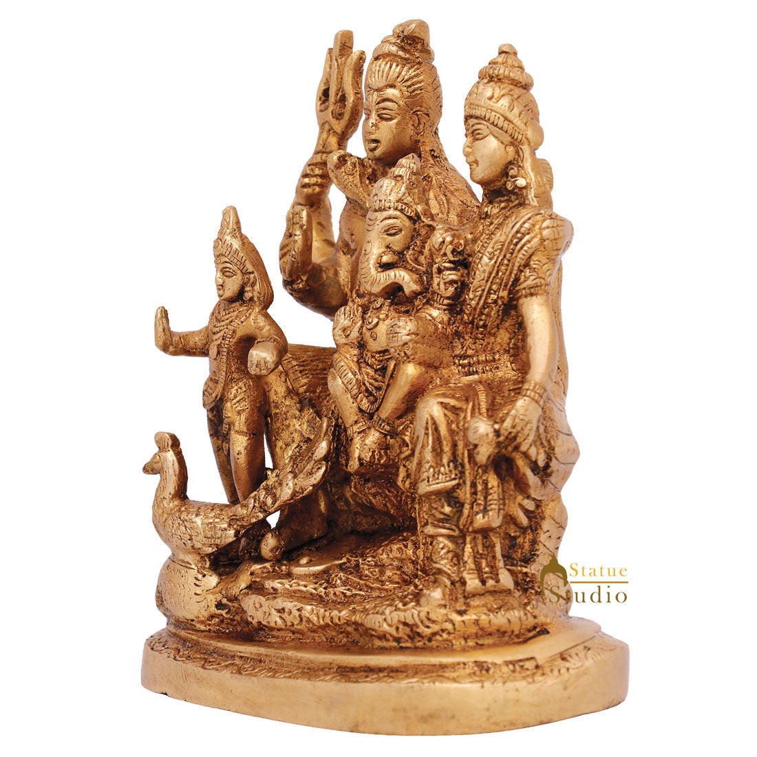 Brass Lord Shiva Parivar Statue For Home Temple Decor 5 Inch