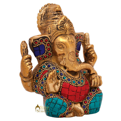 Small Fine Ganesha Idol Ganapti Mini Murti Décor Diwali Wedding Gift Statue 4" by vendor-unknown - Hindu Gods (View 3)