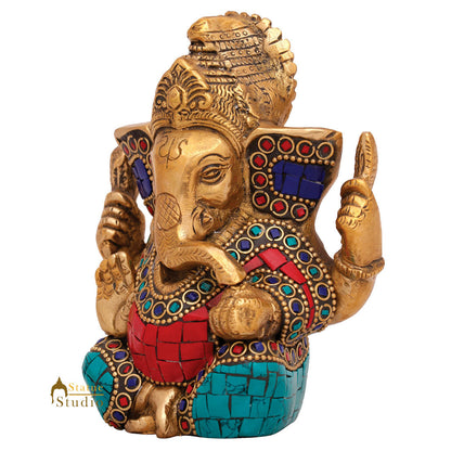 Small Fine Ganesha Idol Ganapti Mini Murti Décor Diwali Wedding Gift Statue 4" by vendor-unknown - Hindu Gods (View 4)