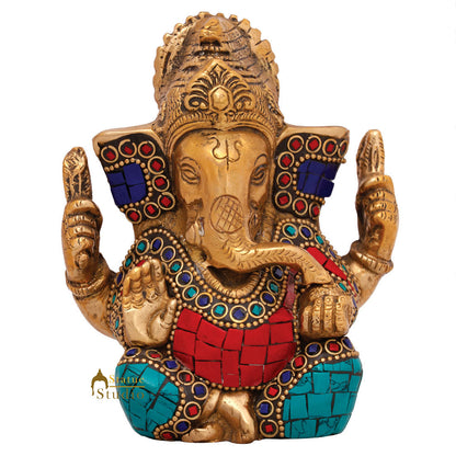 Small Fine Ganesha Idol Ganapti Mini Murti Décor Diwali Wedding Gift Statue 4" by vendor-unknown - Hindu Gods (View 2)