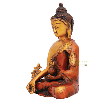 Small Medicine Buddha Murti Idol Showpiece Mini Home Office Décor Statue 7" by vendor-unknown - Buddha (View 5)