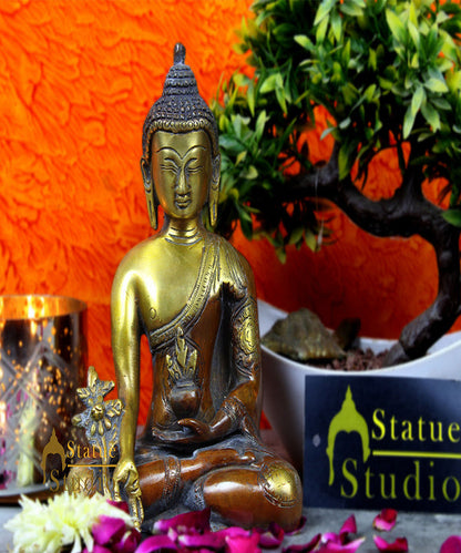 Small Medicine Buddha Murti Idol Showpiece Mini Home Office Décor Statue 7" by vendor-unknown - Buddha (View 2)