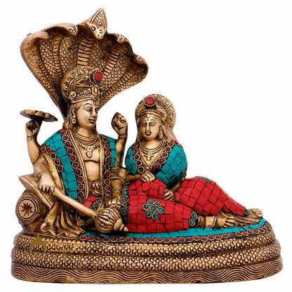 Brass Lord Vishnu Laxmi Statue Under Serpent For Home Decor 10" by vendor-unknown - Hindu Gods (View 2)
