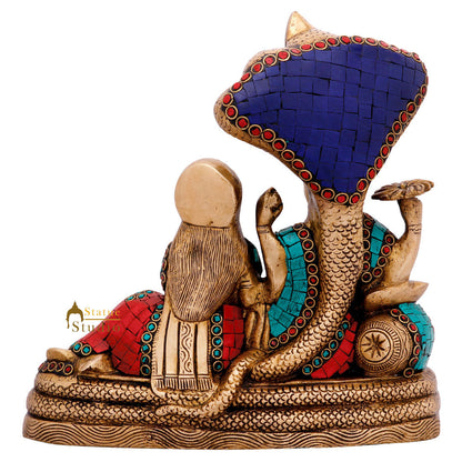 Brass Lord Vishnu Laxmi Statue Under Serpent For Home Decor 10" by vendor-unknown - Hindu Gods (View 4)