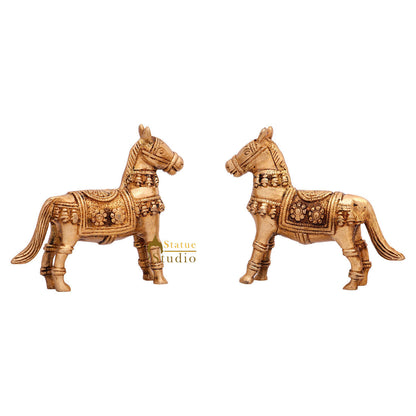 Indian Brass Small Mini Feng Shui Vastu Home Décor Horse Pair Showpiece 3" by vendor-unknown - Decor (View 4)