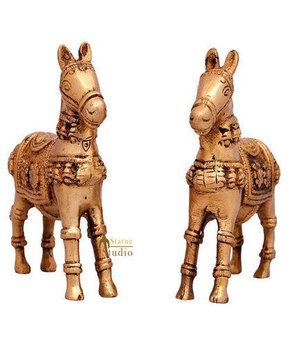 Indian Brass Small Mini Feng Shui Vastu Home Décor Horse Pair Showpiece 3" by vendor-unknown - Decor (View 3)