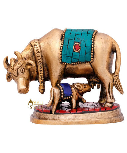 Hindu Sacred Pure Holy Cow Calf Mini Small Idol Religious Décor Statue Item 3" by vendor-unknown - Spiritual (View 2)