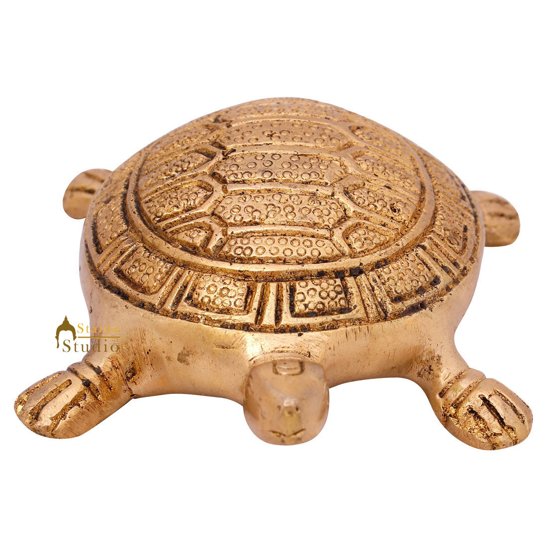 Brass Indian Vastu Home Office Décor Feng Shui Lukcy Success Turtle Showpiece 2" - Image 3