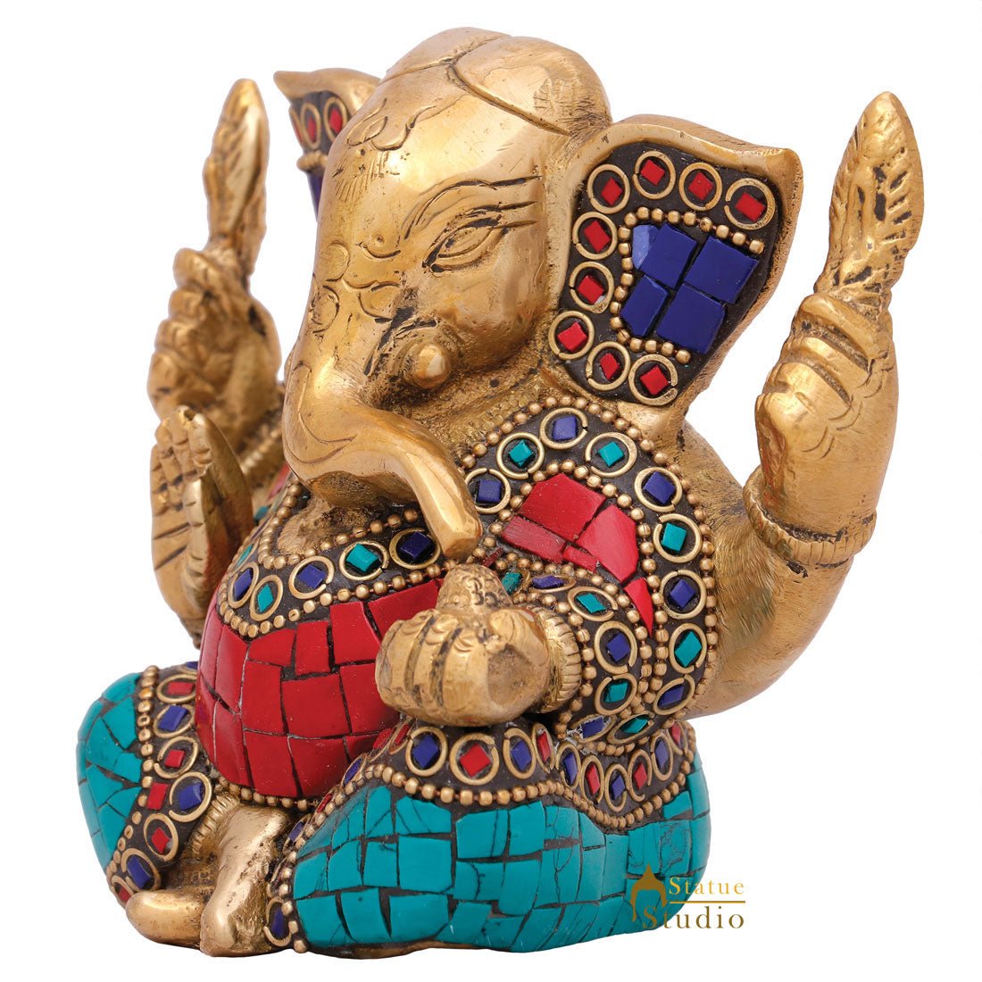 Small Lord Ganesha Corporate Wedding Diwali Décor Gift Mini Statue Inlay Idol 3" - Image 3