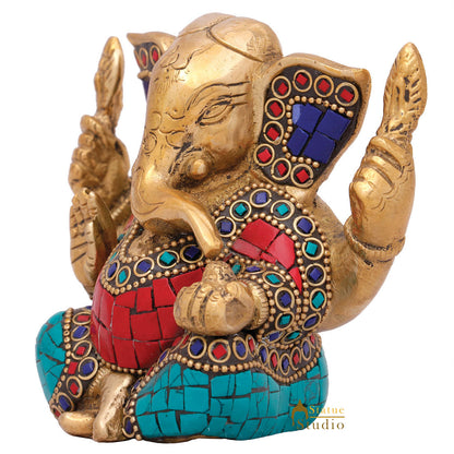 Small Lord Ganesha Corporate Wedding Diwali Décor Gift Mini Statue Inlay Idol 3" by vendor-unknown - Hindu Gods (View 3)