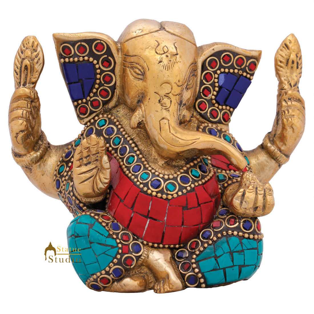 Small Lord Ganesha Corporate Wedding Diwali Décor Gift Mini Statue Inlay Idol 3" - Image 2