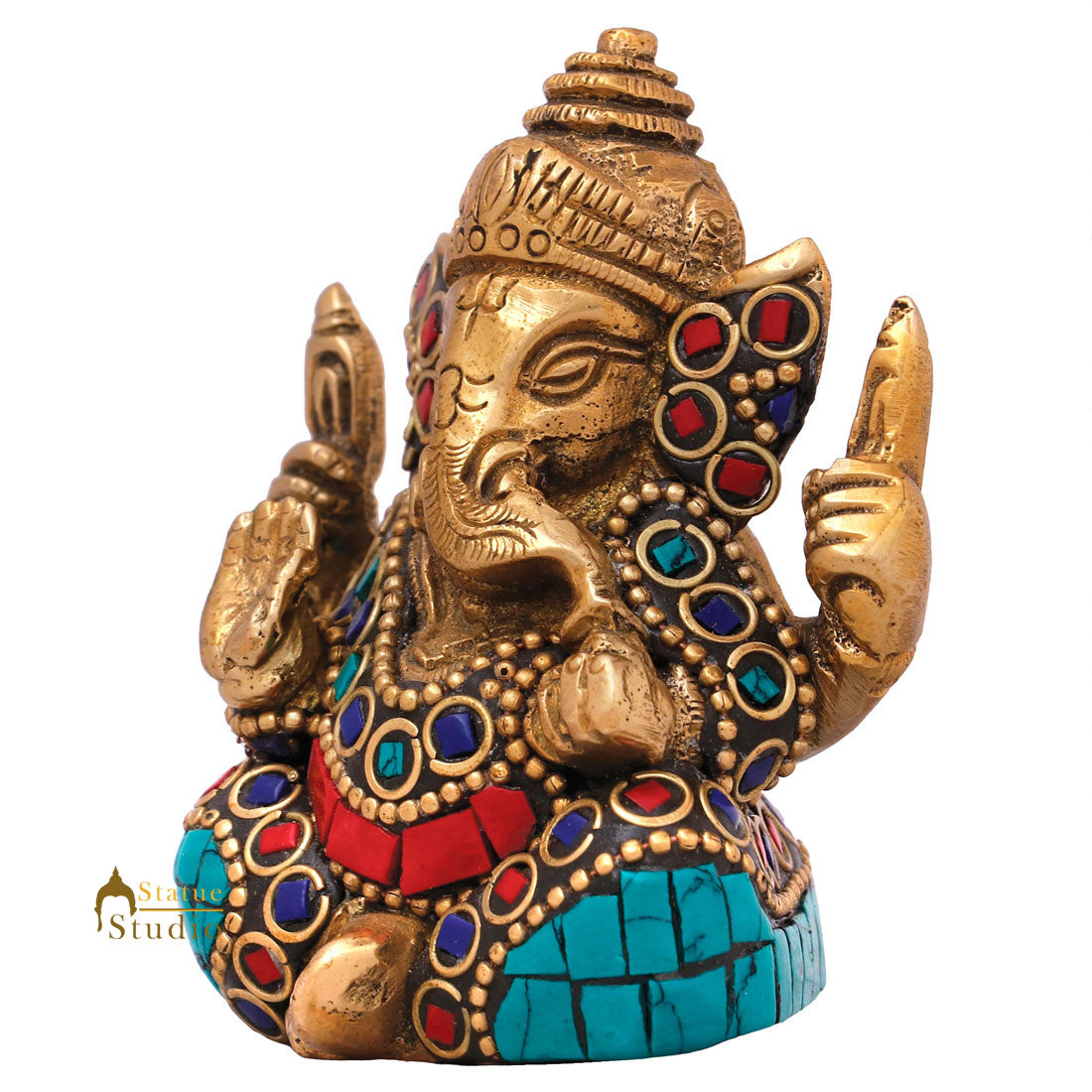 Small Lord Ganesha Corporate Wedding Diwali Décor Gift Mini Statue Inlay Idol 2"