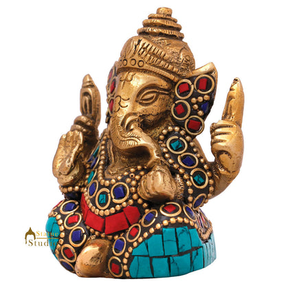 Small Lord Ganesha Corporate Wedding Diwali Décor Gift Mini Statue Inlay Idol 2" by vendor-unknown - Hindu Gods (View 4)